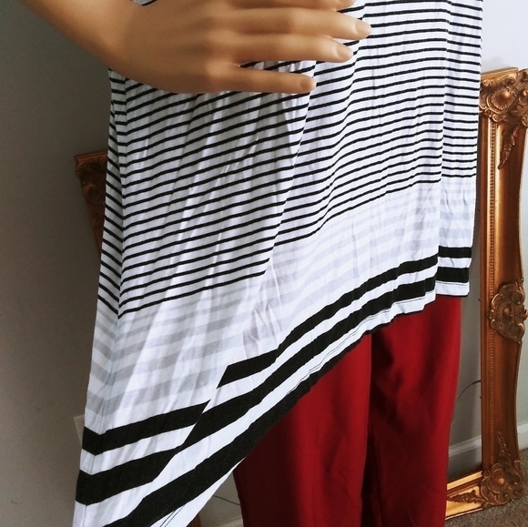 Valerie Stevens striped top t-shirt lagenlook loose oversized size XL - Picture 2 of 9